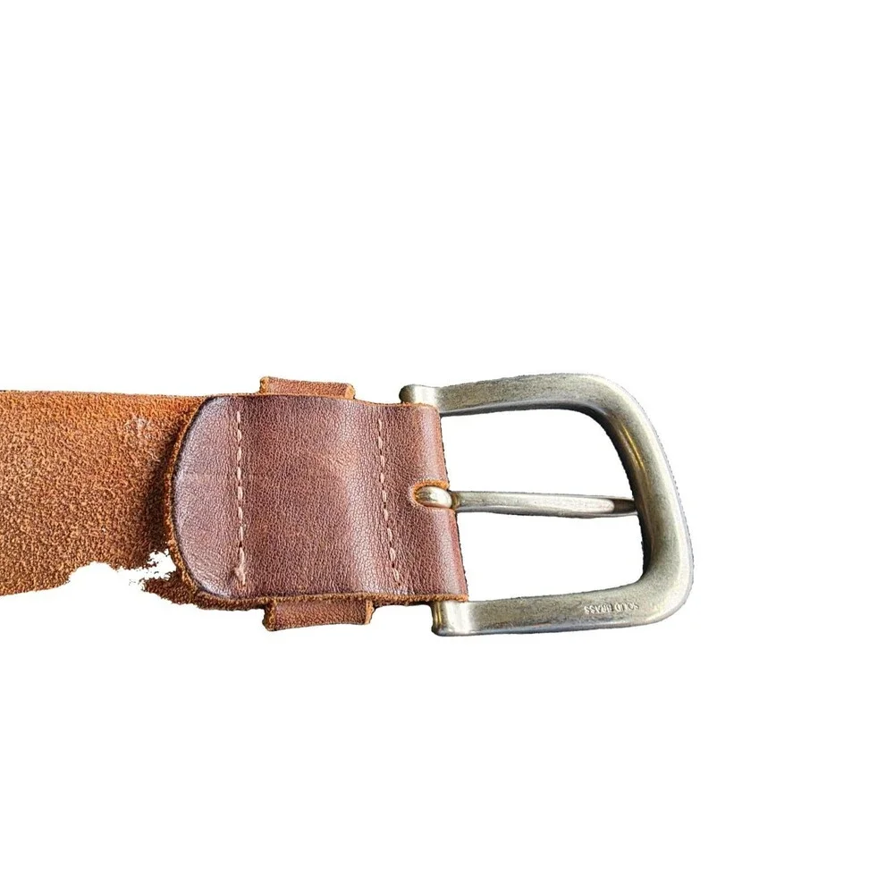 Y2K Vintage Abercrombie & Fitch Mens Belt 34 Leather 1990s Distressed 1 Prong